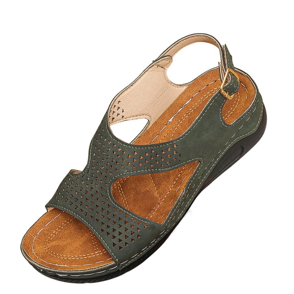 Green Women Spring Summer Fish Mouth Thick Heel Slope Heel Sandals Solid Color Design For Casual Daily Wear