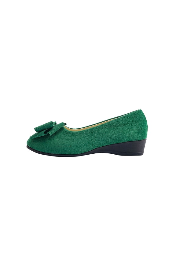 Green Women's Casual Flat Shoes Solid Color Bow Tie Low Heel Minimalist Open Toe Work Shoes for the Office and Commuting Size 6