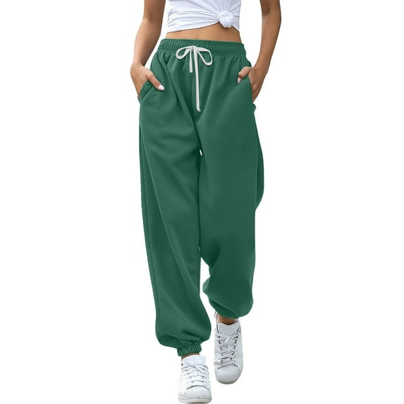 Green Women's Casual Loose Pants Bottom Sweatpants Joggers Pants Workout High Waisted Yoga Pants With Pockets Pants for Women