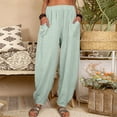 thumbnail image 1 of Green Women's Casual Pants, Elastic Solid Women Pockets Long Pants Waist Casual Loose Trousers Pants Pants,Women's Casual Pants XL, 1 of 9