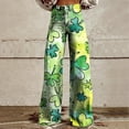 thumbnail image 1 of Green Women's Casual Pants, Wide Leg Pants Woman High Waist Floral Patterned Pants Lightweight Loose Fit Casual Colorful Trouser Imitation Jeans,Women's Casual Pants 3XL, 1 of 4