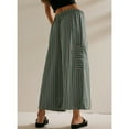 thumbnail image 1 of Green Women's Casual Pants, Women Drawstring Striped Pants Loose Wide Leg Pants Casual Palazzo Pants Trousers With Pockets,Women's Casual Pants L, 1 of 5