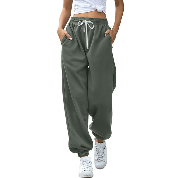 Green Women's Casual Pants, Women'S Bottom Sweatpants Joggers Pants Workout High Waisted Yoga Pants With Pockets,Women's Casual Pants L