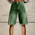 thumbnail image 1 of Green Women's Jeans Flare Denim Shorts for Women Wide Leg Denim Shorts Woman Vintage Floral Print High Waisted Straight Pants with Pockets, 1 of 4