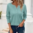 thumbnail image 1 of Green Women's Long Sleeve T-shirt, Women'S Button Long Sleeve T Shirt Round Neck Casual Tunic Top,Women's Long sleeve T-shirt XL, 1 of 8