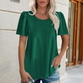 thumbnail image 1 of Green Women's Short Sleeve T-shirt, Women'S Round Neck Puffed Sleeve Hole Hollow Short Sleeve Casual T Shirt Top,Women's Short sleeve T-shirt M, 1 of 5