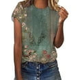 thumbnail image 1 of Green Women's Short Sleeve T-shirt, Women'S Short Sleeve Round Neck T Shirt Fashion Tops Fashionable Lightweight Soft Casual Summer Clothes,Women's Short sleeve T-shirt XXL, 1 of 5