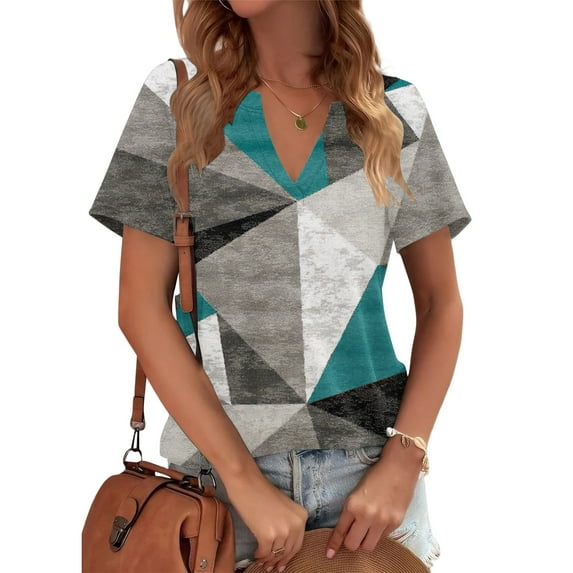 Green Women's Short Sleeve T-shirt, Womens Tops Summer Short Sleeve V Neck Blouses Business Casual Loose Fit Tshirts Trendy Fashion Outfits,Women's Short sleeve T-shirt XL