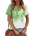 thumbnail image 1 of Green Women's Short Sleeve T-shirt, Womens Tops Summer Short Sleeve V Neck Blouses Business Casual Loose Fit Tshirts Trendy Fashion Outfits,Women's Short sleeve T-shirt XXL, 1 of 4