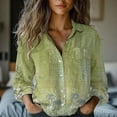thumbnail image 1 of Green Womens Blouses Women's Long Sleeved Printed Button Down Shirt Ladies Tops and Blouses, 1 of 5