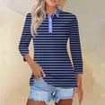thumbnail image 1 of Green Womens Blouses Womens Shirts Three Quarter Length Summer Striped Print Tops Collared Button Down T Shirts Breathable Trendy Tunic Tops Ladies Tops and Blouses, 1 of 5
