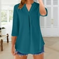 thumbnail image 1 of Green Womens Blouses Womens Tops Casual 3/4 Sleeve Blouses V Neck Business Work Shirts Ladies Tops and Blouses, 1 of 6