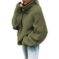 thumbnail image 1 of Green Womens Fall Tops Solid Casual Long Knitted Sleeve Off The Sweater Womens Shoulder Pullover Sweaters for Women, 1 of 4