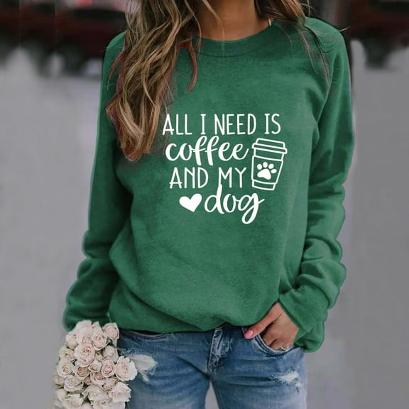 Green Womens Fall Tops Women Casual Long Sleeve Printing O-Neck Tops Shirt Blouse Pullover Sweaters for Women