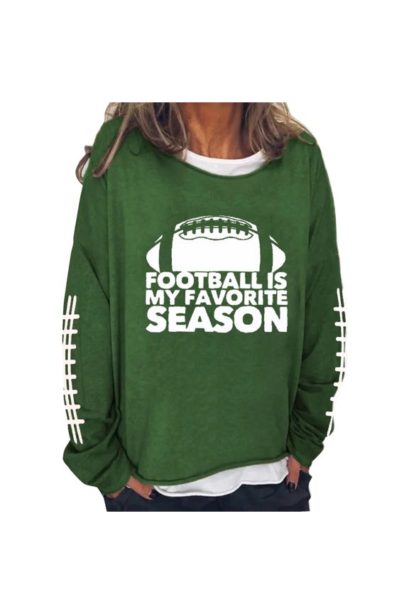 Green Womens Fall Tops Women's Monogram Printed Loose Round Neck Long Sleeve Sweatshirt Top Sweaters for Women