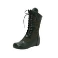 thumbnail image 1 of Green Womens Green Pu Knee-Length Boots With Round Toe And Lace-Up Front For Winter Casual And Flat Sole, 1 of 8