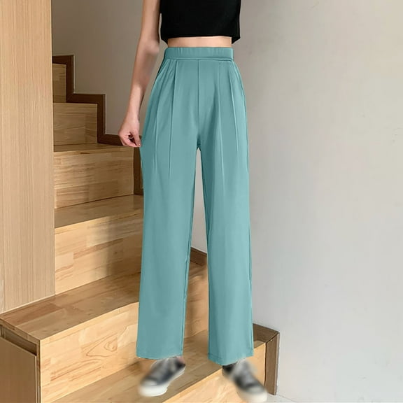 Green Womens Pants 2025 New Women's High Waisted Straight Leg Casual Trousers Casual Pants Women