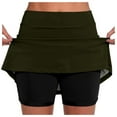 thumbnail image 1 of Green Womens Pants Pocket Pants Solid Mid Waist Culottes Short Skirts Skinny Pants Casual Pants Women, 1 of 5