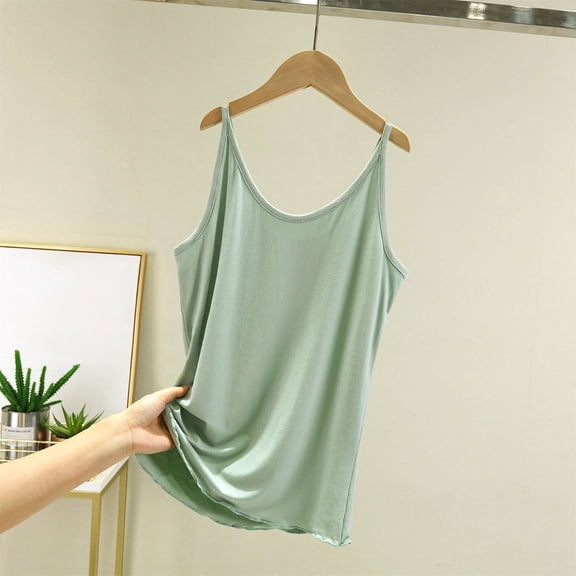 Green Womens Summer Tops Tank Top for Women Sleeveless Tops with In Bras Shelf Bra Padded Shirt 2025 Casual Tanks Loose Fit Tank Tops for women