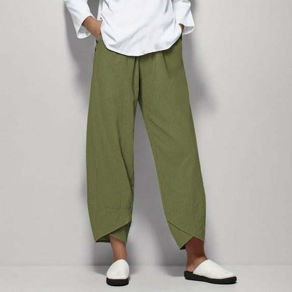 Green Womens Sweatpants Trousers Cotton Solid Color Daily Woman Casual Pants Women