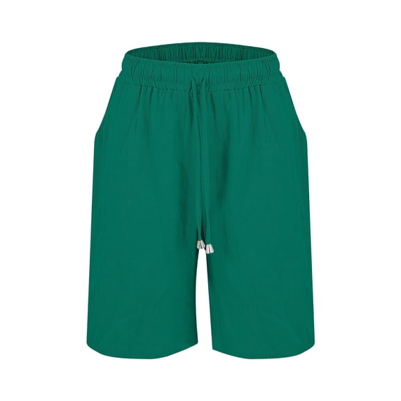 Green Womens Sweatpants Womens Casual Solid Side Pockets Pants Shorts Elastic Waist Pockets Daily Mid Long Shorts Casual Pants Women