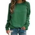 thumbnail image 1 of Green Womens Sweatshirt Women's Solid Colour Round Neck Pullover Sweatshirt Top Fall Clothes for Women, 1 of 4