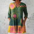 thumbnail image 1 of Green Womens Tops 2025 New Women's Summer Printed Group Shirt Women's Linen V Neck Casual Shirt Shirts for Women, 1 of 3