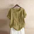 thumbnail image 1 of Green Womens Tops Blouse Size Shirt Floral Women Plus Top Sleeves Embroidered Short Plus Size Tops Shirts for Women, 1 of 4