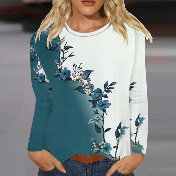 Green Womens Tops Long Sleeve Shirts for Women Casual Crew Neck Tops Fall Fashion 2025 Fitted Basic Tee Tunic Tops Pullover Shirts for Women