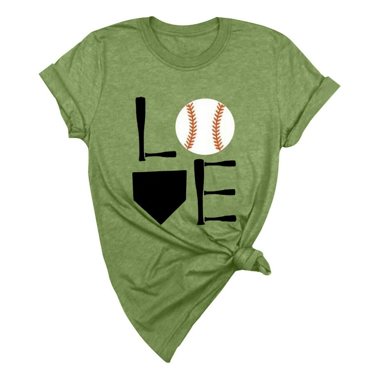 Green Womens Tops Plus Size Short Sleeve Women S Plus Size Shirts Nylon Womens Plus Size Shirts Women s Baseball Print Loose T Shirt Top Walmart