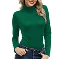 thumbnail image 1 of Green Womens Tops Women Mock Turtleneck Long Sleeve Pullover High Neck Tight Fitting Priming T Shirt Going Out Tops for Women, 1 of 5