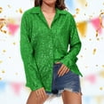 thumbnail image 1 of Tshirts for Women's Carnival Spring and Autumn Summer Long Sleeve Fashionable Sequin Lapel Solid Color Casual Shirt Fashion Clothing, 1 of 6