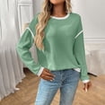 thumbnail image 1 of Green Womens Tops Women's Casual Patchwork Contrast Color Long Sleeve Sweatshirt Fall Outfits for Women 2025, 1 of 6