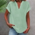 thumbnail image 1 of Green Womens Tops Women's Fashion Casual V Neck Short Sleeve Top T Shirts for Women, 1 of 6
