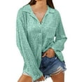 thumbnail image 1 of Green Womens Tops Women's Long Sleeve Fashionable Sequin Lapel Solid Color Casual Shirt Going Out Tops for Women, 1 of 3
