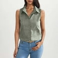 thumbnail image 1 of Green Womens Tops Womens Sleeveless Tops Casual Down Collared Shirt Linen Tank Tops Loose Fit Blouse Work Outfits Shirts for Women, 1 of 6