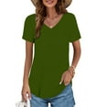 thumbnail image 1 of Green Womens Tops Womens T Shirts V Neck Summer Short/Long Sleeve Cotton Tops Tees Shirts for Women, 1 of 4