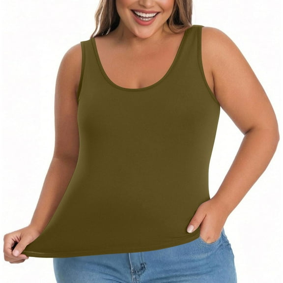 Green Womens Tops Womens Tank Tops with In Bra Plus Size Padded Camisole Shelf Bra Workout Yoga Shirt Casual Basic Undershirt Shirts for Women