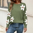 thumbnail image 1 of Green Womens Tops Womens Winter Long Sleeve Sweater Casual Crew Neck Long Sleeve Knit Pullover Tops Lightweight Curved Sweaters Womens Fashion Clothing, 1 of 5