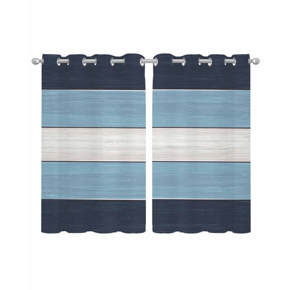 Green Wood Grain Sheer Curtains 45 Inch Length 2 Panels Set for Living Room/Bedroom, Rustic Retro Wooden Plank Farmhouse Kitchen Curtains Grommet Semi-Sheer Curtains Window Treatments 42"x45"x2