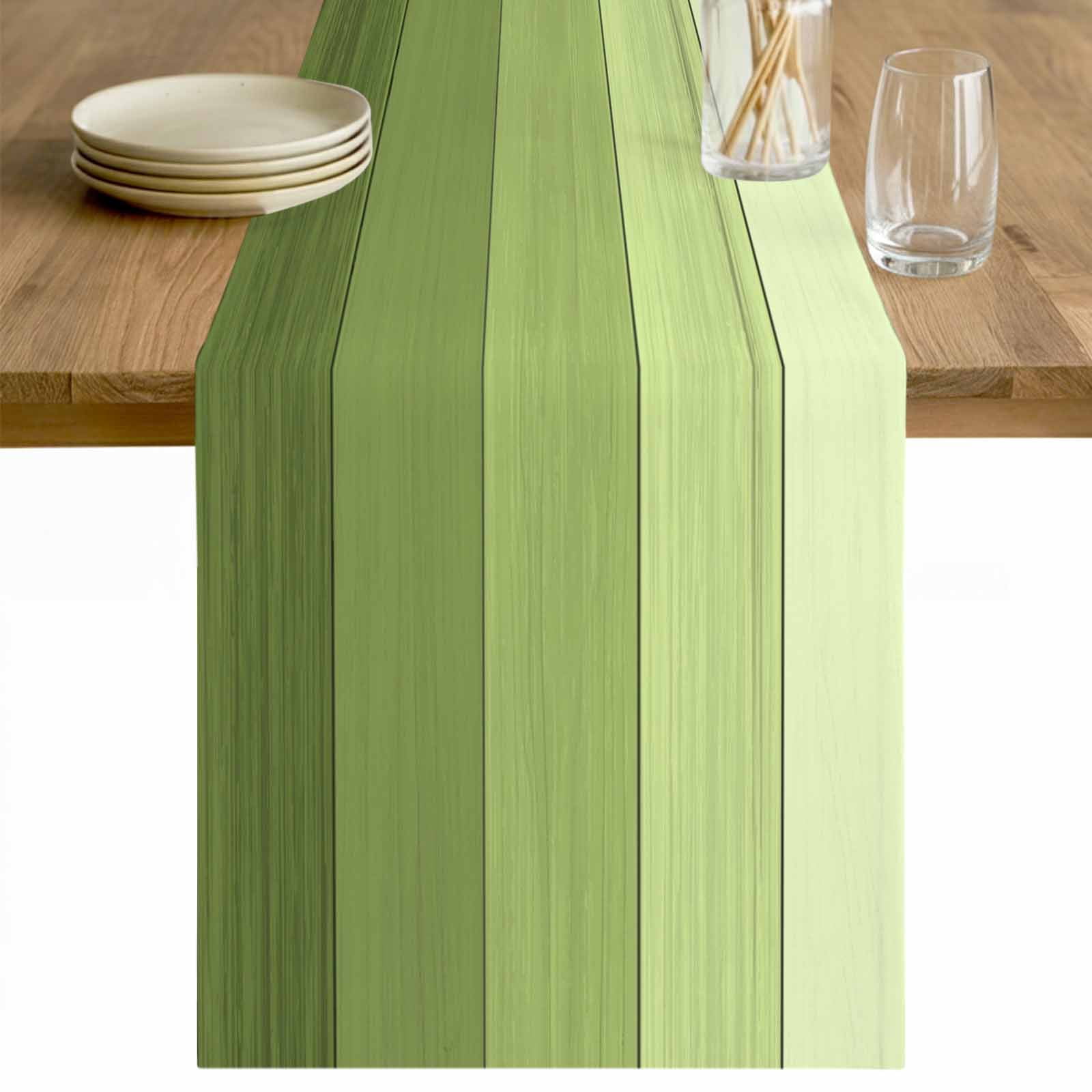 Green Wood Grain Table Runner - 36 Inch Long Ombre Rustic Retro Wooden ...