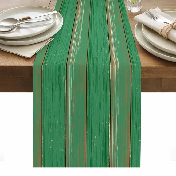 Green Wood Grain Table Runner - 90 Inch Long, Kitchen Dining Table Runner Dresser Scarves, Farmhouse Texture Vintage Country Farmhouse Decor for Coffee Tables Wedding Party Banquet