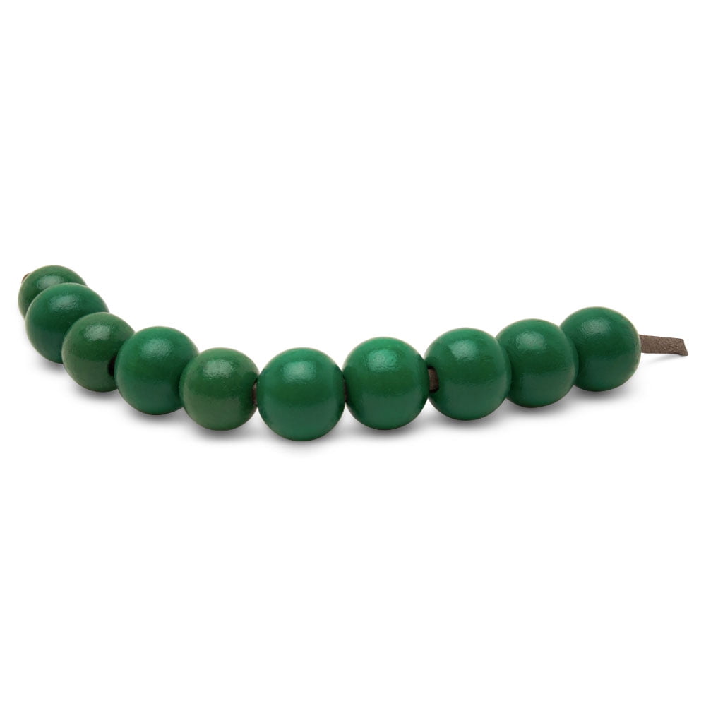 Green Wooden Beads Round, 1/2 Inch, 3mm Hole, Pack of 50 Small Colored Beads for Crafts, Jewelry, Garlands, Spacers, and Macrame, by Woodpeckers