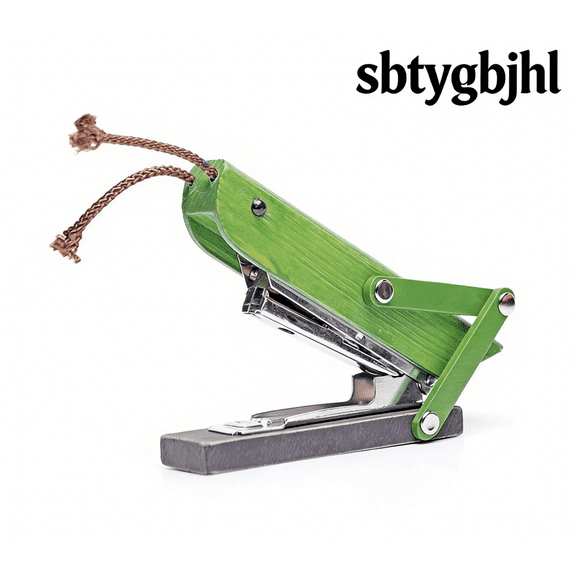 Green Wooden Grasshopper-Shaped Stapler - Cute Animal Desktop Decoration and Functional Office Tool