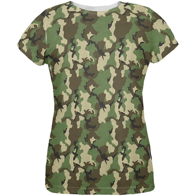 Green Woodland Camo All Over Womens T Shirt Multi 2XL