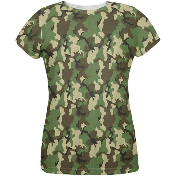 Green Woodland Camo All Over Womens T Shirt Multi 2XL