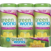 Green Works Compostable Cleaning Wipes, Biodegradable Cleaning Wipes - Water Lily, 30 ct