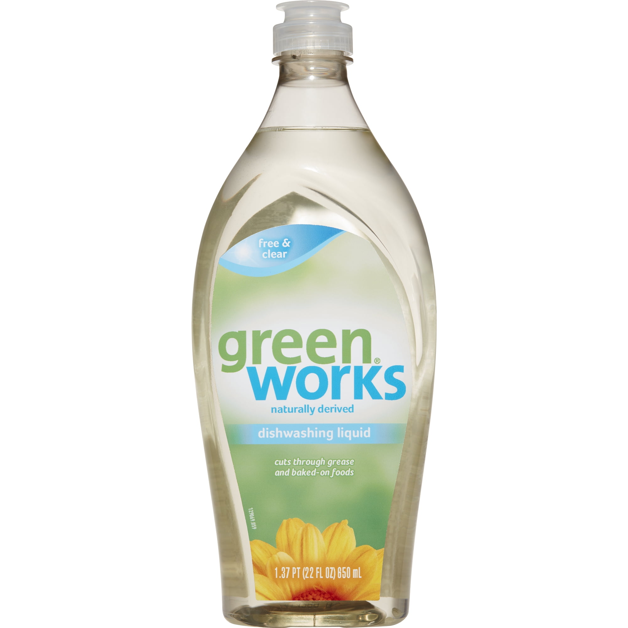 Green Works Dishwashing Liquid, Free and Clear, 22 oz