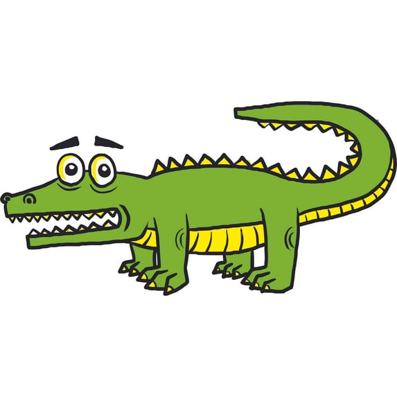 Green Worried Crocodile Animal Cartoon Character Wall Art Decal Vinyl Sticker Girls Boys Room Bedroom Nursery Kindergarten House Fun Home Decor Removable Adhesive Sticker Peel and Stick 40x20 inch