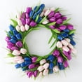 thumbnail image 1 of Green Wreath for Front Door Tulip Wreath Welcome Sign for Spring Summer Wreath, Home Porch Farmhouse Door Wall Window Party Decoration, 1 of 6
